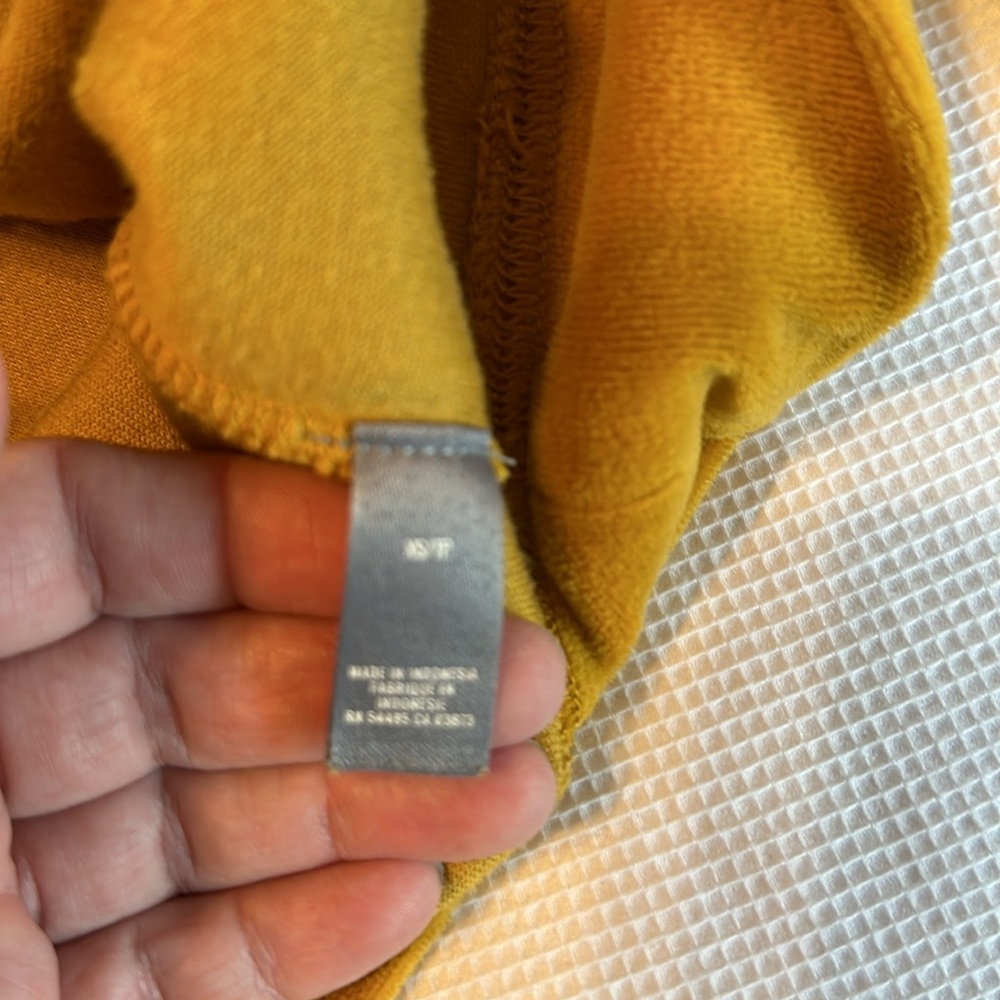 Aerie Terry Cloth Pullover Sweater Sweatshirt Top Crew Neck Marigold Yellow XS - Picture 7 of 11